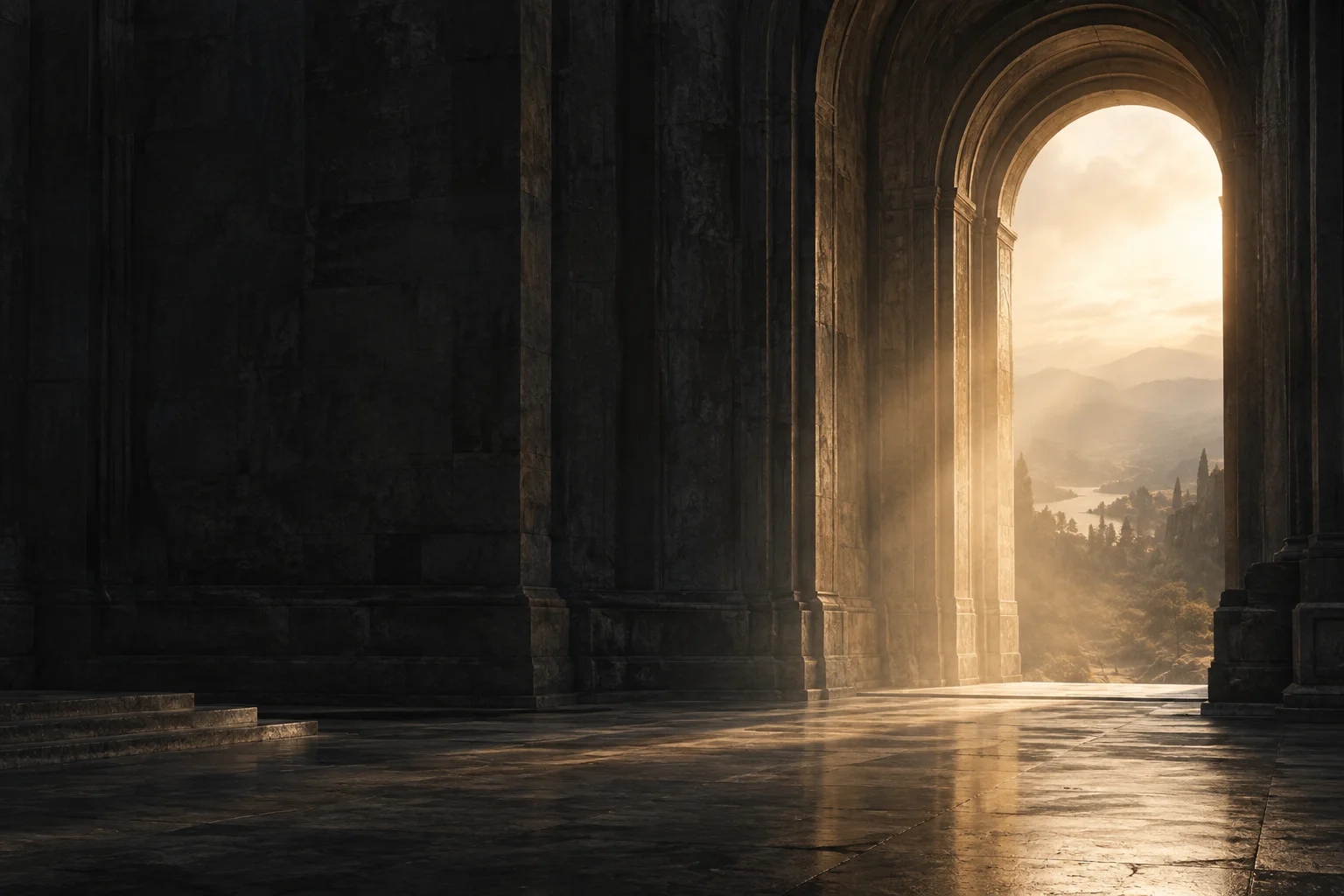 Illustrative sunlit sanctuary used as a temporary memorial backdrop