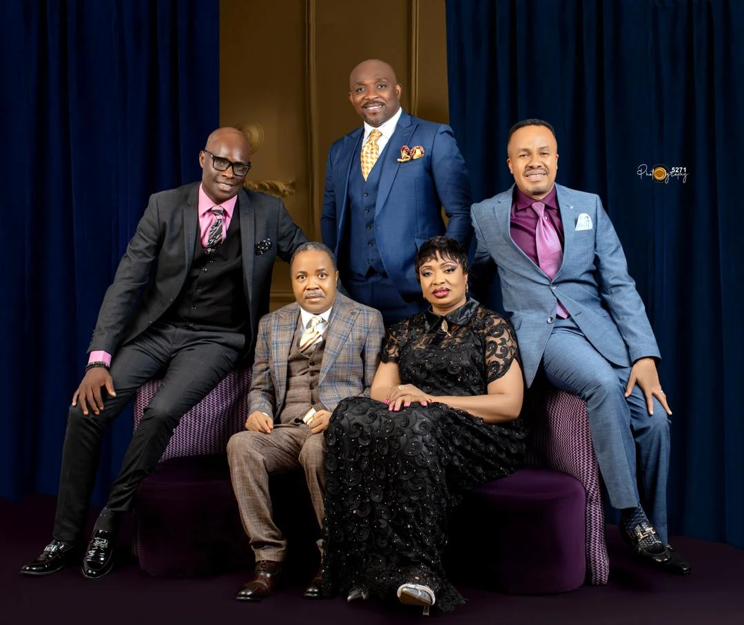 A group photograph of Reverend Dr. Adamson Aromaegbe, his wife, Pastor Chinedu Osonma, Pastor Nnamdi Echezona and Dr Chuka Ikedum.